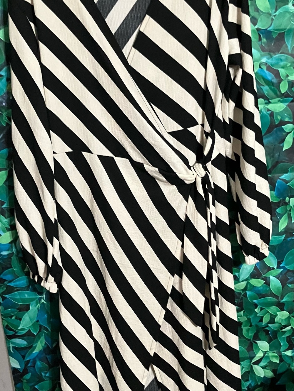 H&M Black and White Striped Wrap Mini Dress